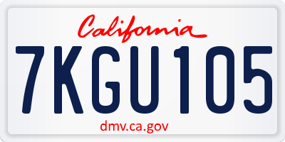 CA license plate 7KGU105