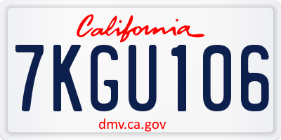 CA license plate 7KGU106