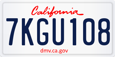 CA license plate 7KGU108