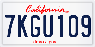 CA license plate 7KGU109