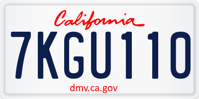CA license plate 7KGU110