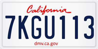 CA license plate 7KGU113