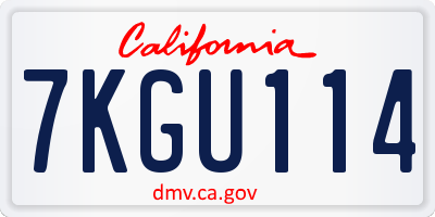 CA license plate 7KGU114