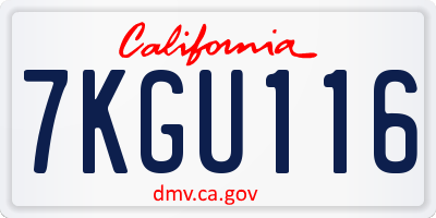 CA license plate 7KGU116