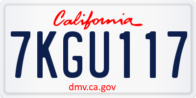 CA license plate 7KGU117