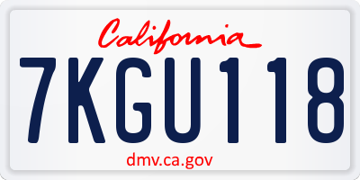 CA license plate 7KGU118