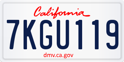CA license plate 7KGU119