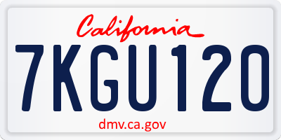 CA license plate 7KGU120