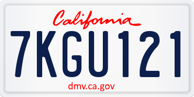 CA license plate 7KGU121