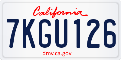 CA license plate 7KGU126