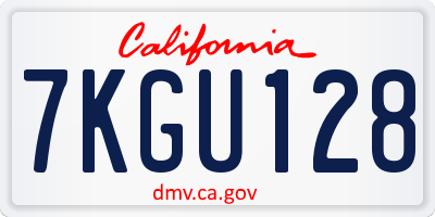 CA license plate 7KGU128