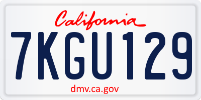 CA license plate 7KGU129