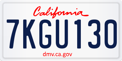 CA license plate 7KGU130