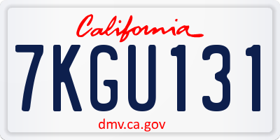 CA license plate 7KGU131