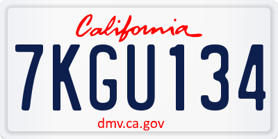 CA license plate 7KGU134