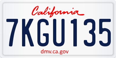 CA license plate 7KGU135