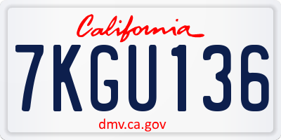 CA license plate 7KGU136