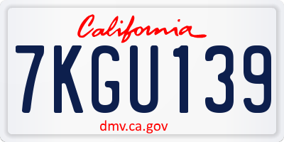 CA license plate 7KGU139