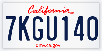 CA license plate 7KGU140