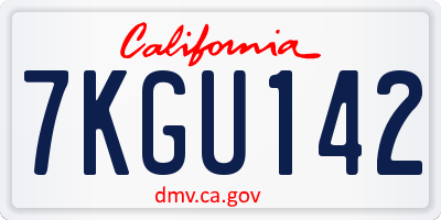 CA license plate 7KGU142