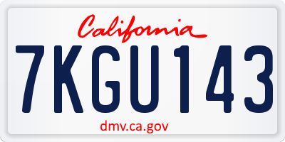 CA license plate 7KGU143