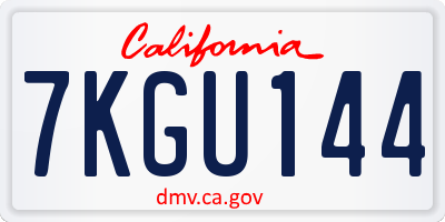 CA license plate 7KGU144