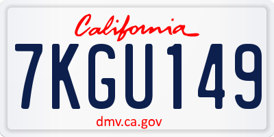 CA license plate 7KGU149