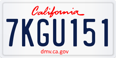 CA license plate 7KGU151