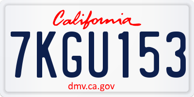 CA license plate 7KGU153