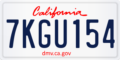 CA license plate 7KGU154