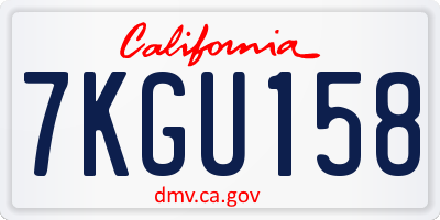 CA license plate 7KGU158
