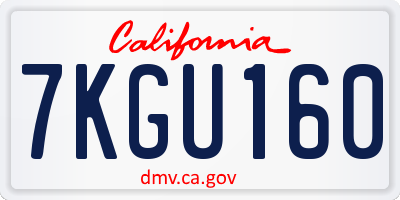 CA license plate 7KGU160