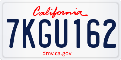CA license plate 7KGU162