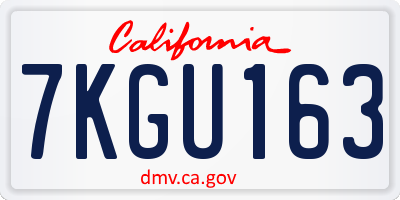 CA license plate 7KGU163