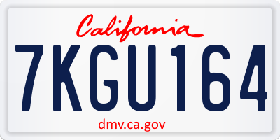 CA license plate 7KGU164