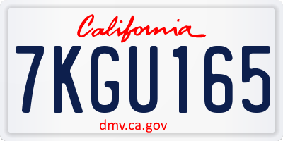 CA license plate 7KGU165