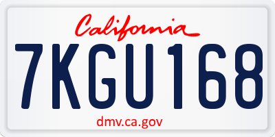 CA license plate 7KGU168