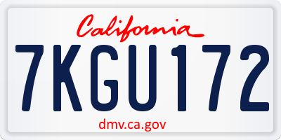 CA license plate 7KGU172