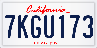 CA license plate 7KGU173
