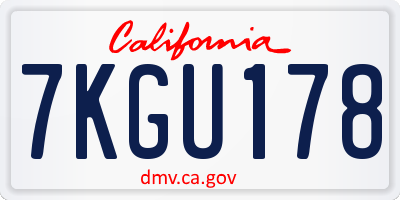 CA license plate 7KGU178