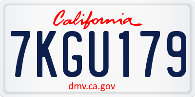 CA license plate 7KGU179