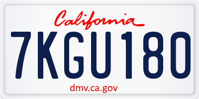CA license plate 7KGU180