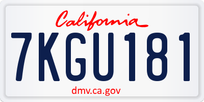 CA license plate 7KGU181