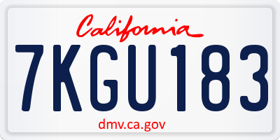 CA license plate 7KGU183