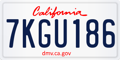 CA license plate 7KGU186
