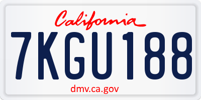 CA license plate 7KGU188