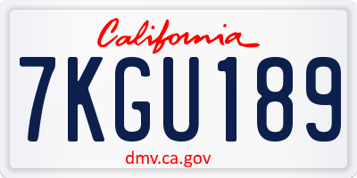 CA license plate 7KGU189