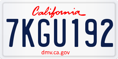 CA license plate 7KGU192