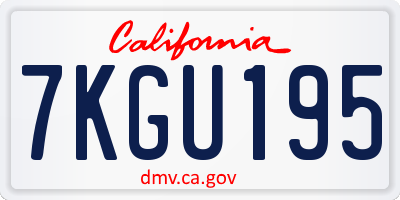 CA license plate 7KGU195