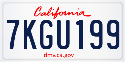 CA license plate 7KGU199